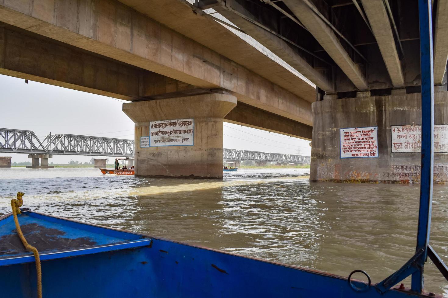 Garh Mukteshwar, UP, India - June 11 2022 - Ganga as seen in Garh Mukteshwar, River Ganga is believed to be the holiest river for Hindu, View of Garh Ganga Brij ghat a famous religious place for Hindu photo