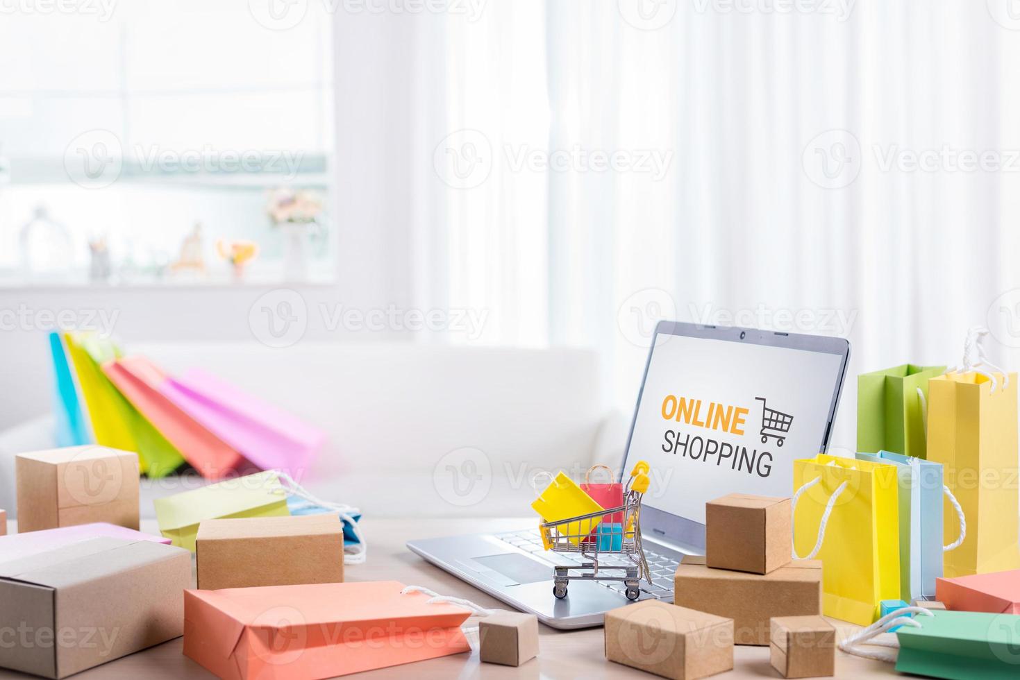 Online shopping concept with the life style New Normal photo