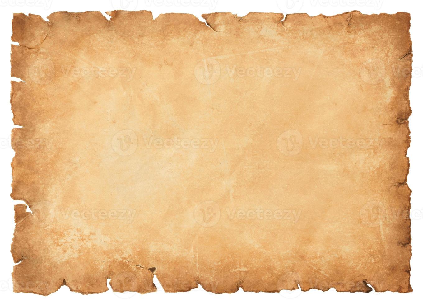 old parchment paper sheet vintage aged or texture isolated on white background photo