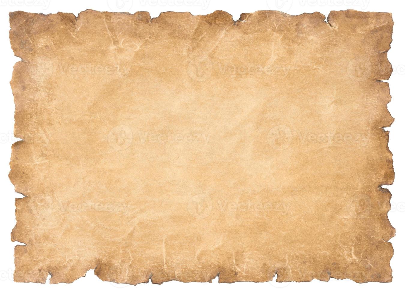 old parchment paper sheet vintage aged or texture isolated on white background photo