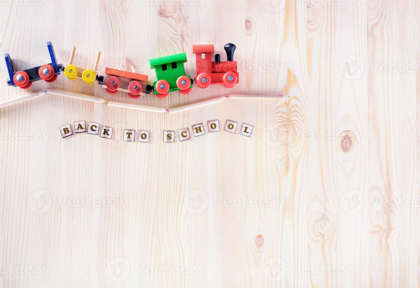 Toy Train Education, Back to School concept with copy space photo