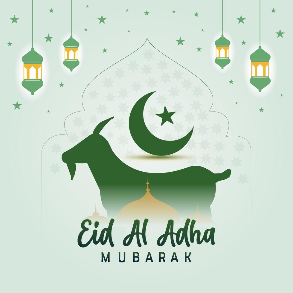 Eid al Adha Mubarak. Muslim holiday vector illustration. Islamic greetings card design. Premium Vector.