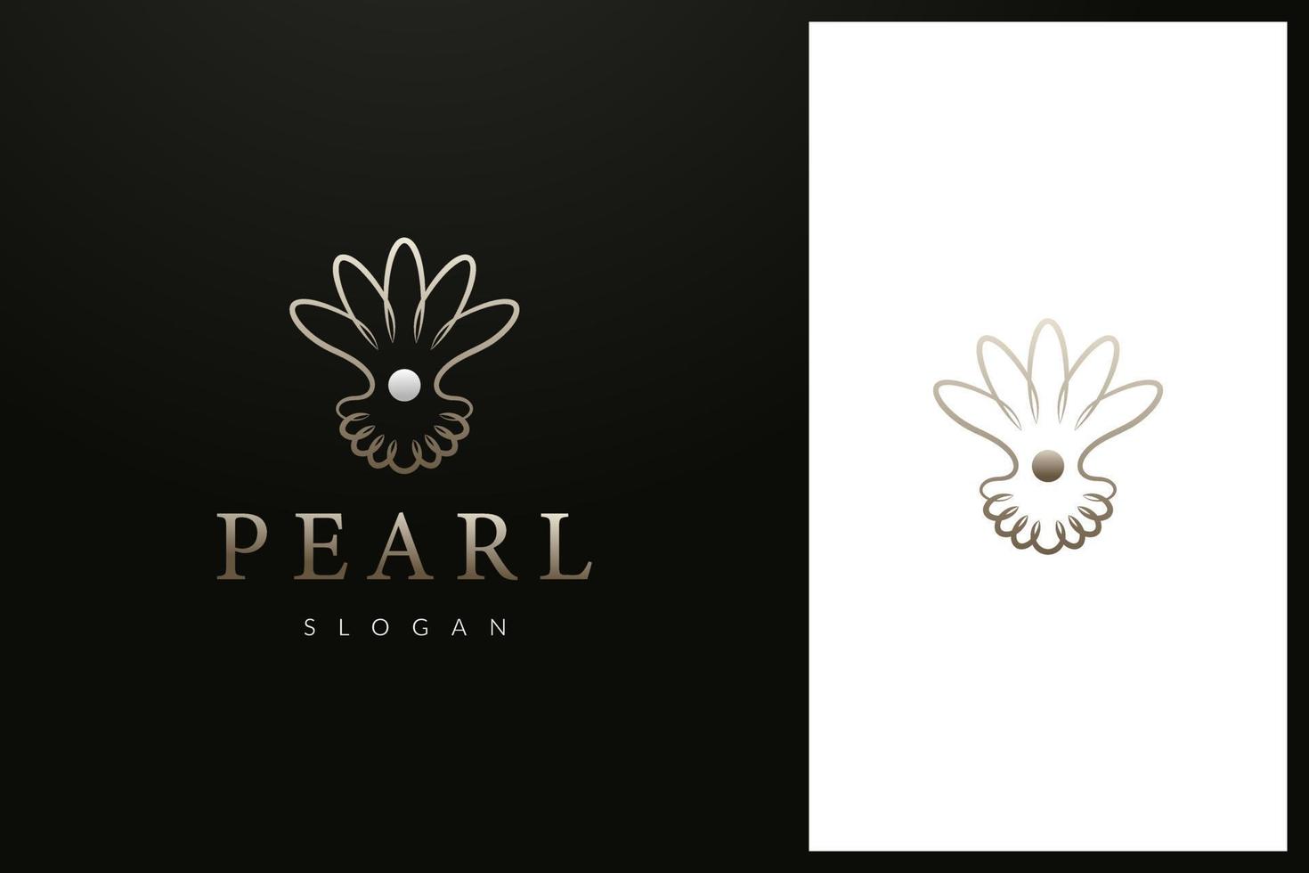 pearl shell and crown, jewelry logo design vector