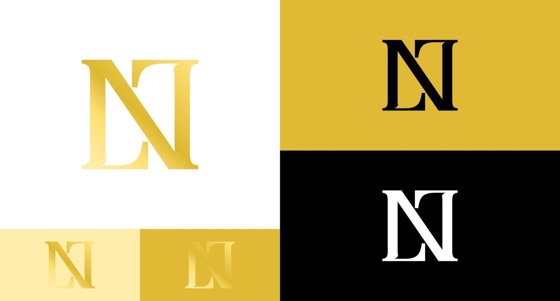 Golden Monogram Letter NL Logo Design Concept vector