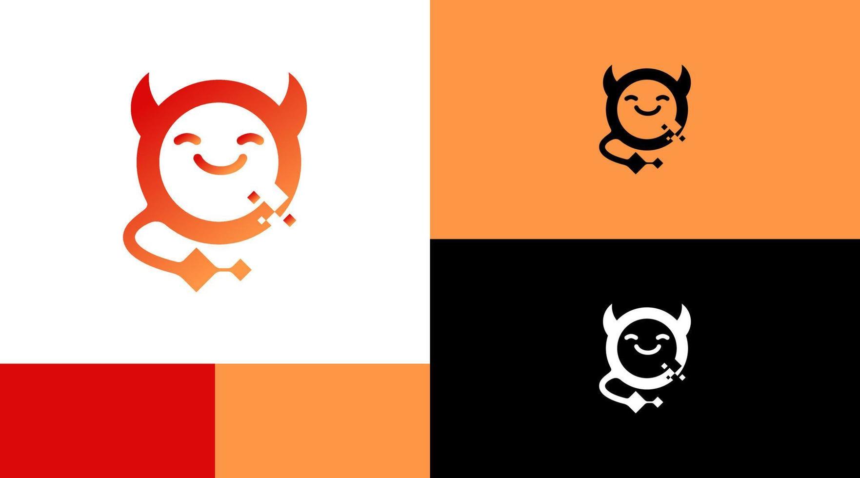 concepto de diseño de logotipo de diablo sonriente vector