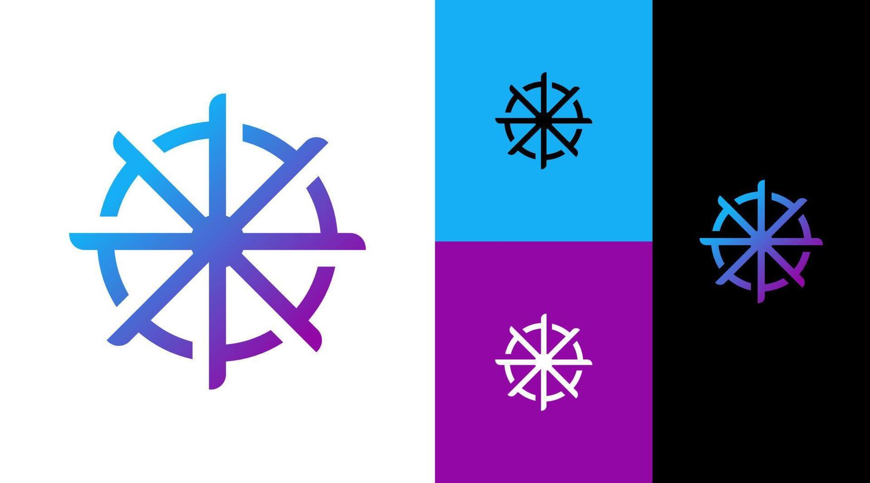 concepto de diseño de logotipo de timón de rueda de barco vector