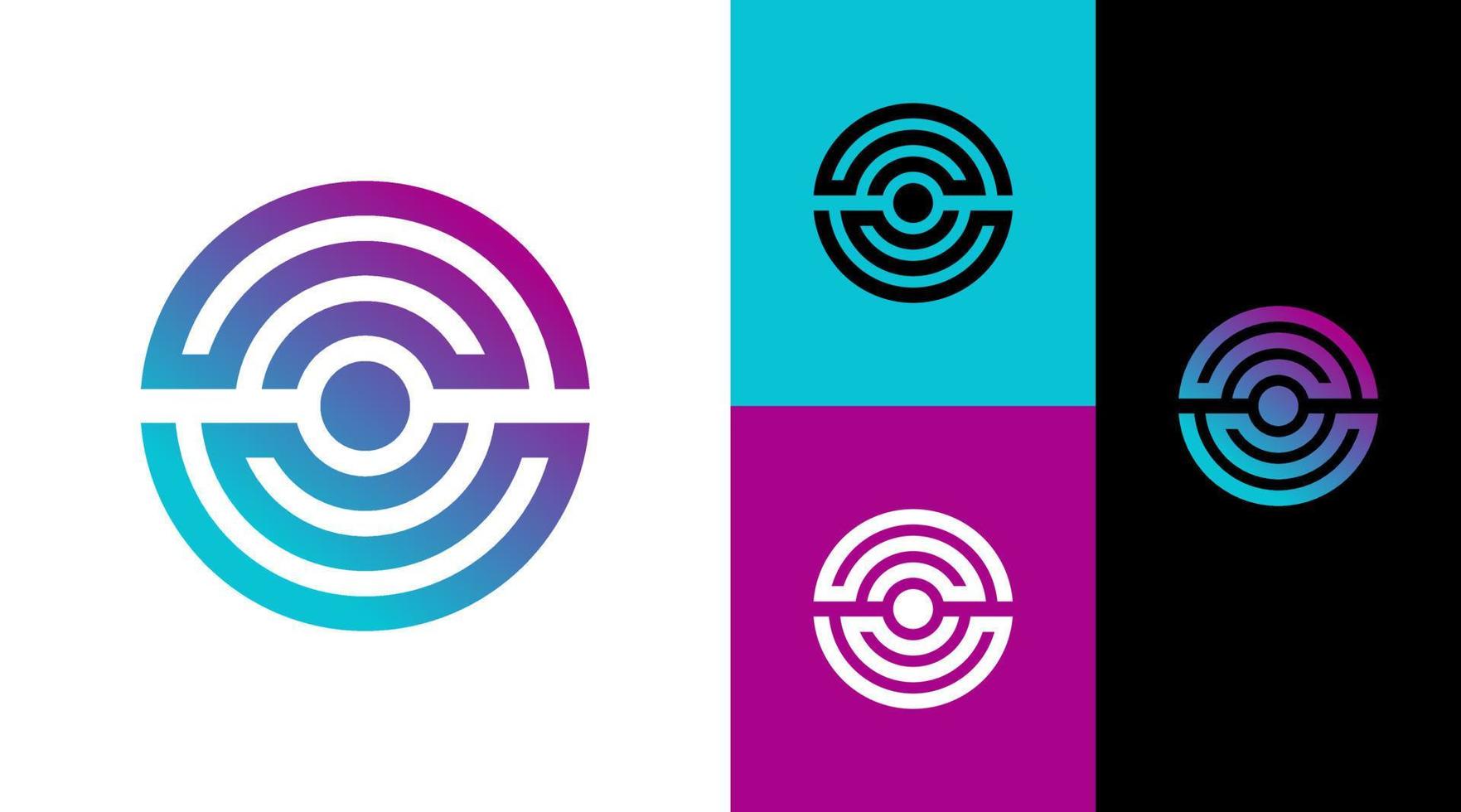 concepto de diseño de logotipo de sistema central de tecnología de círculo vector