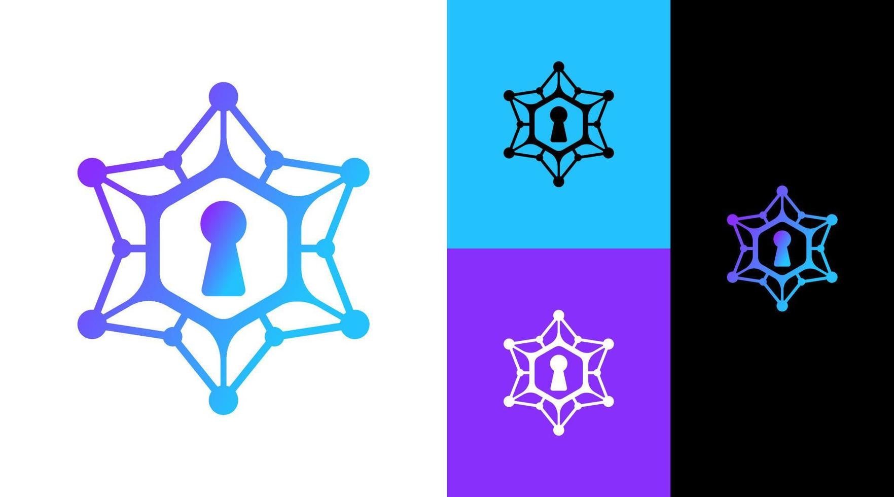 concepto de diseño de logotipo de tecnología de sistema de clave de seguridad hexagonal vector