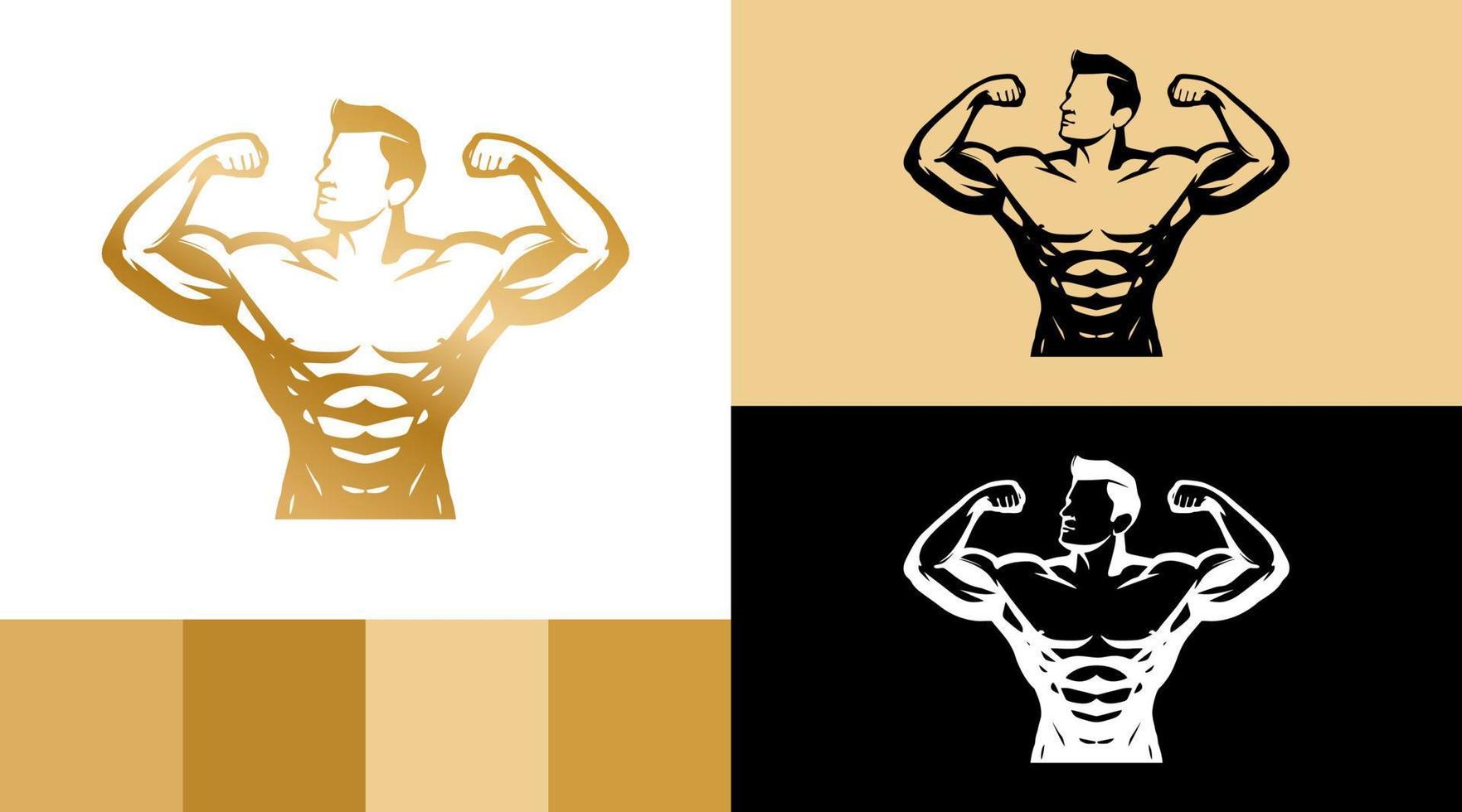 concepto de diseño de logotipo de cuerpo de entrenamiento muscular de fitness vector
