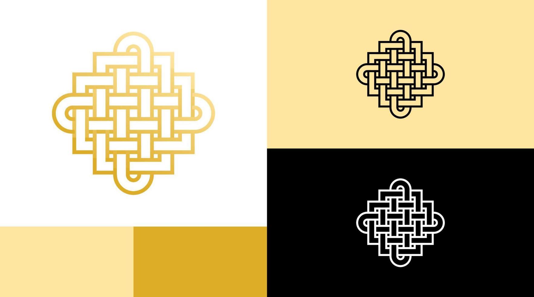 Golden Vintage Norwegian Norse Symbols Logo Design Concept vector