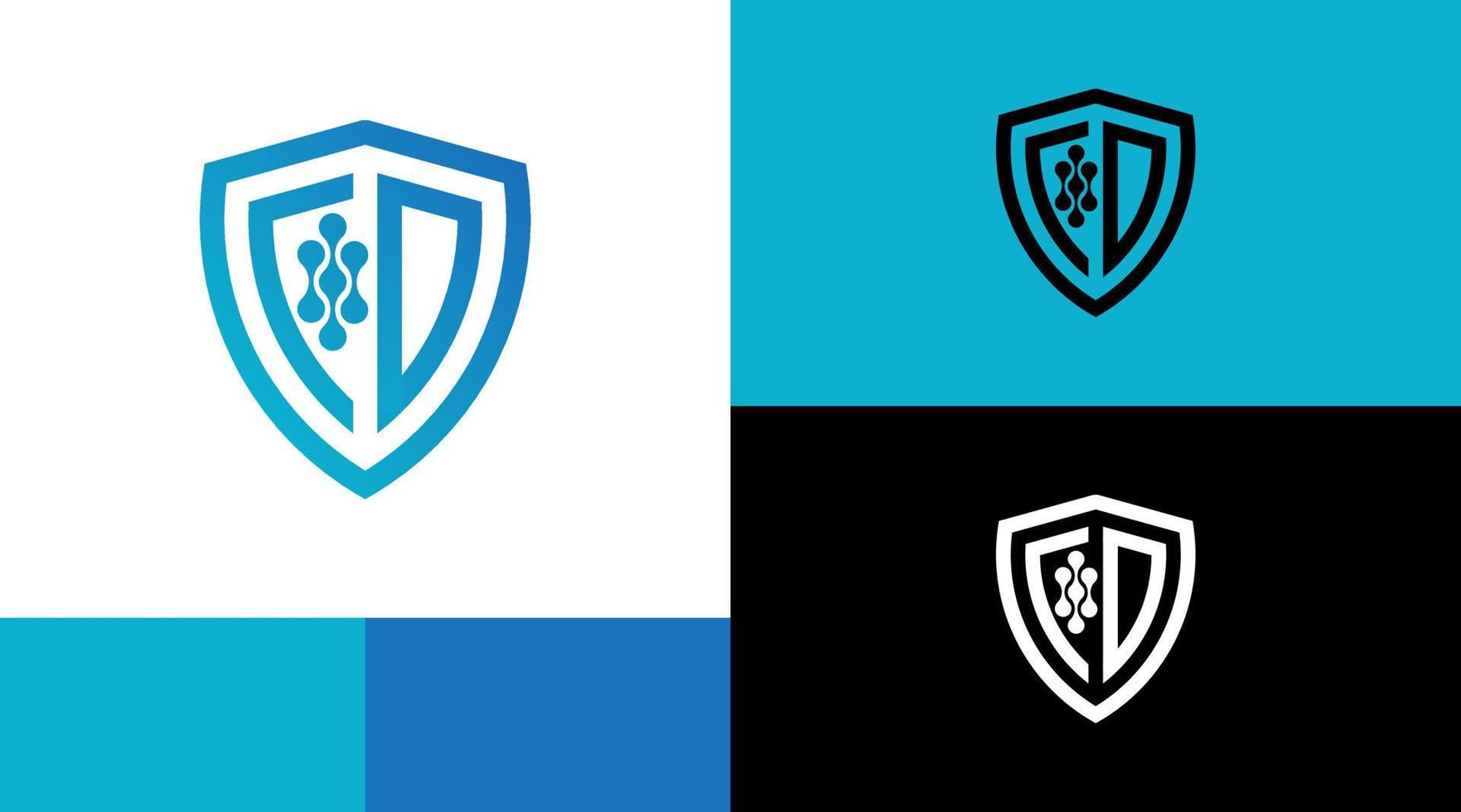 CD Monogram Security Technology Shield Logo Design Concept vector