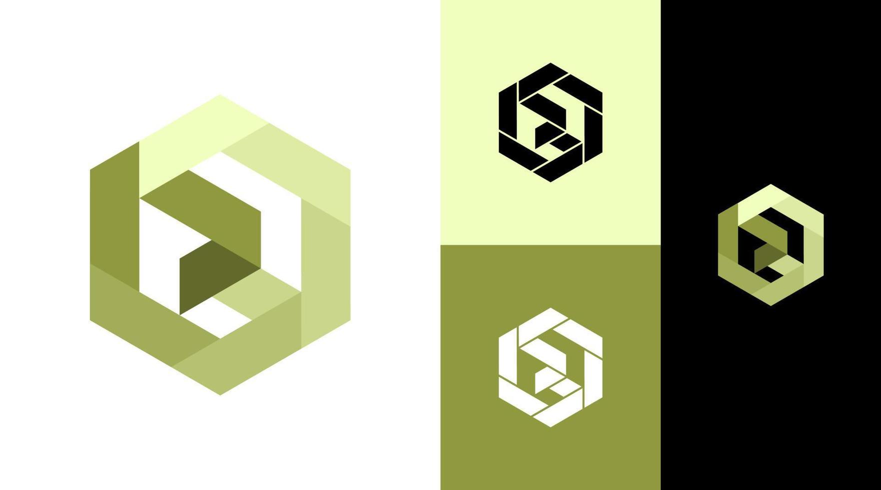 Hexagonal R Monogram Origami Paper Logo Design Concept vector