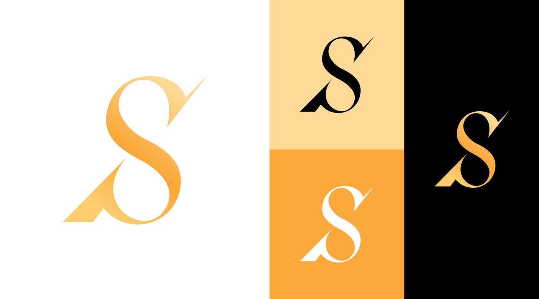 Golden Sharp S Monogram Logo Design Concept vector