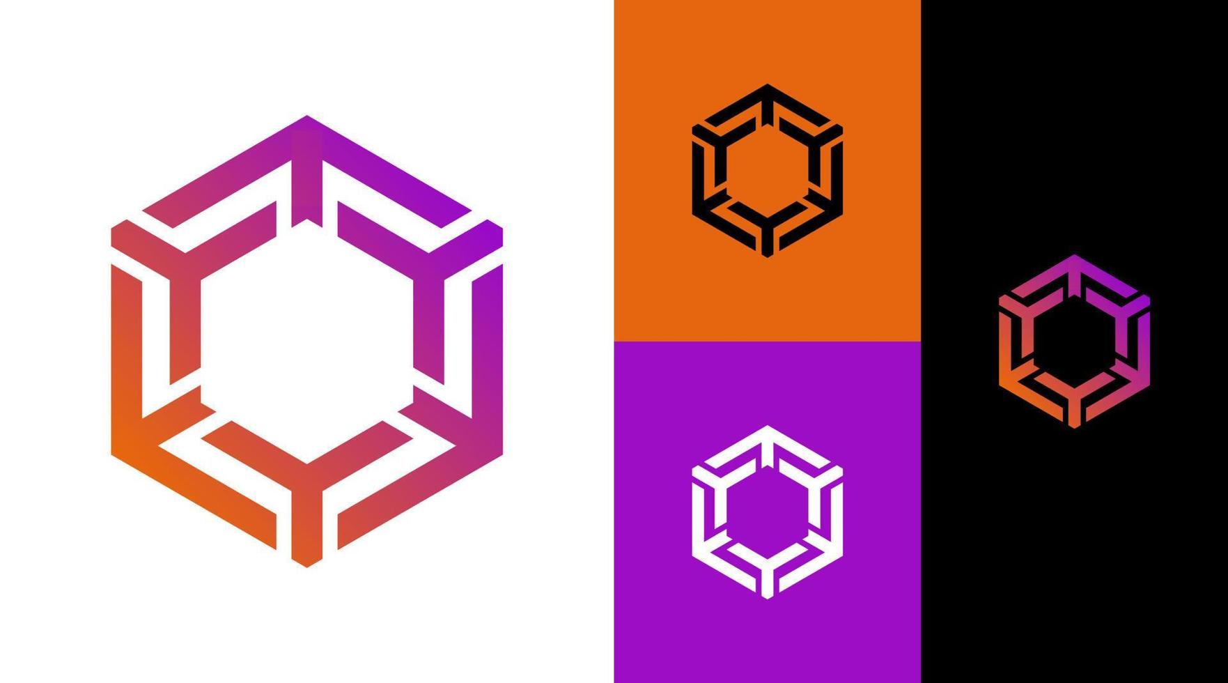 Hexagonal Y Monogram Technology Logo Design Concept vector
