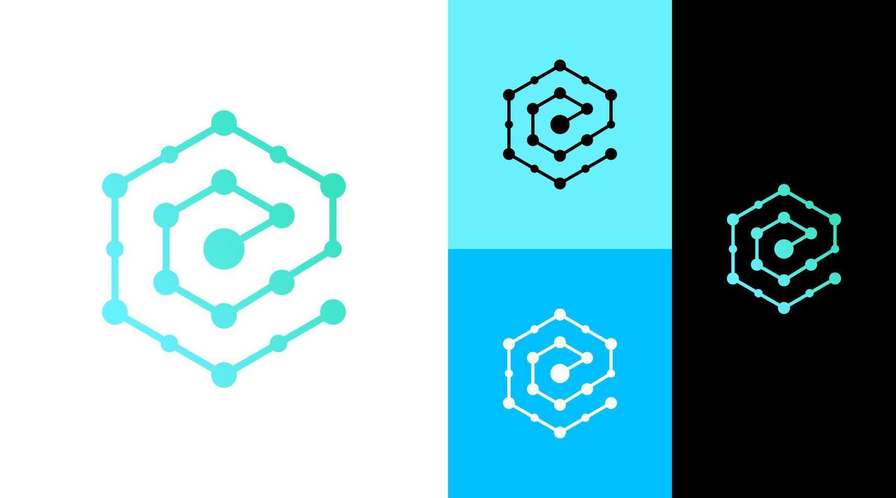 concepto de diseño de logotipo de molécula de tecnología de ciencia vector