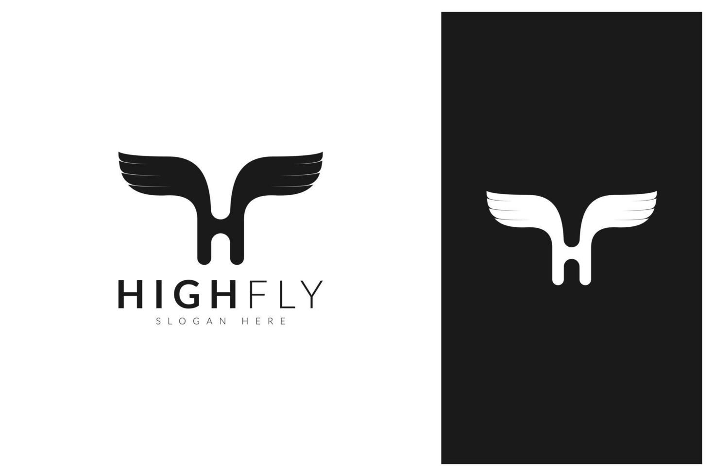 letter h with wing logo design vector