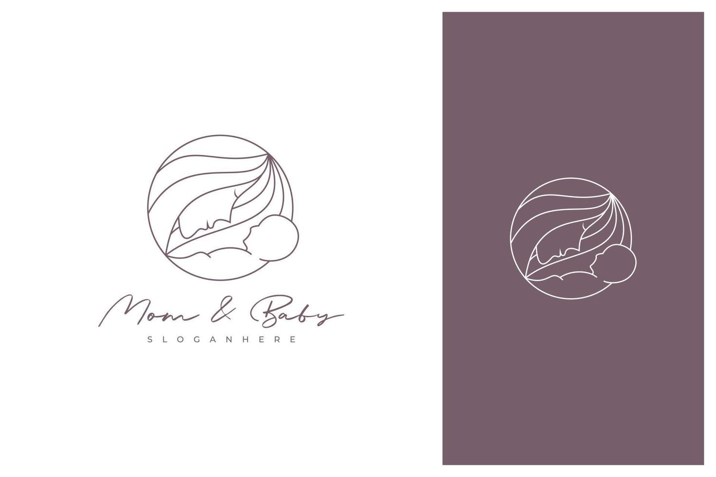 mother and baby logo design vector in outline style