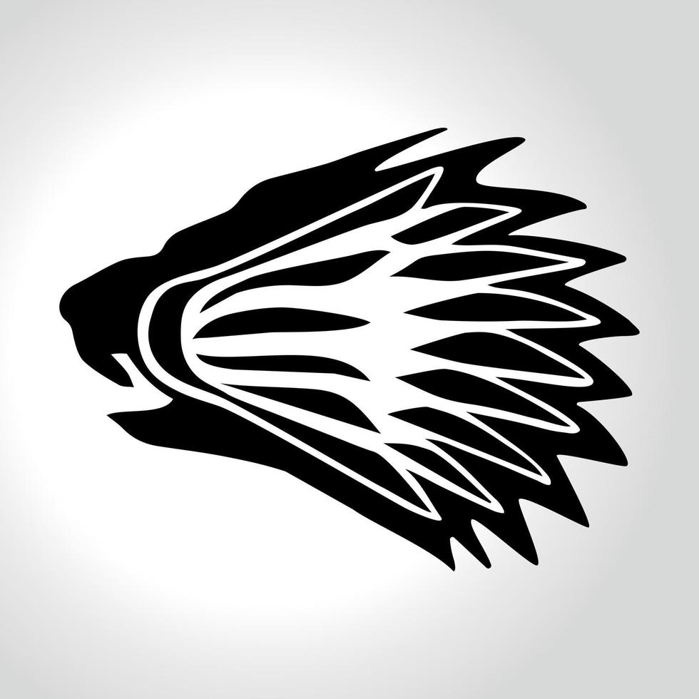 Lion head silhouette with shuttlecock. Badminton logo vector