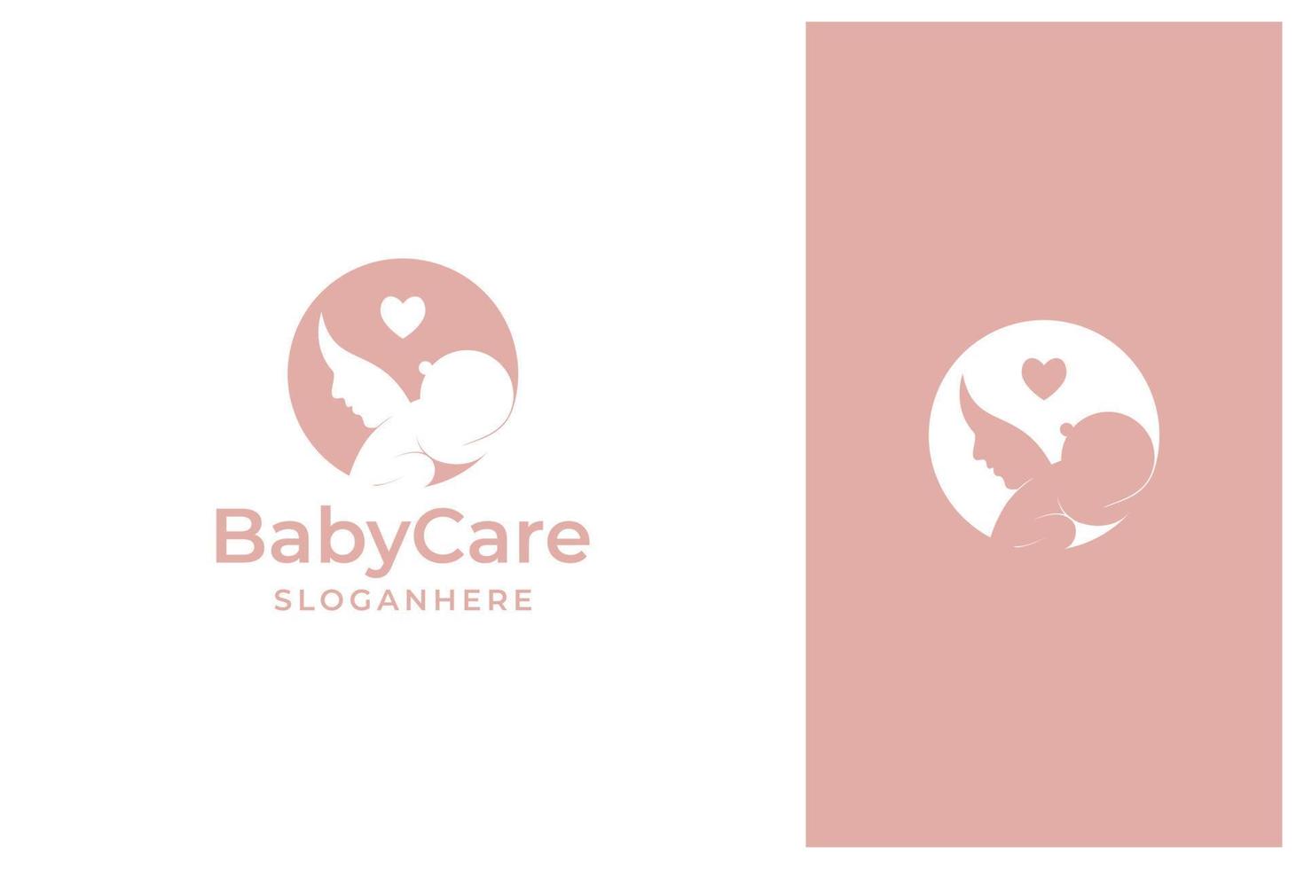 mother and baby logo design vector