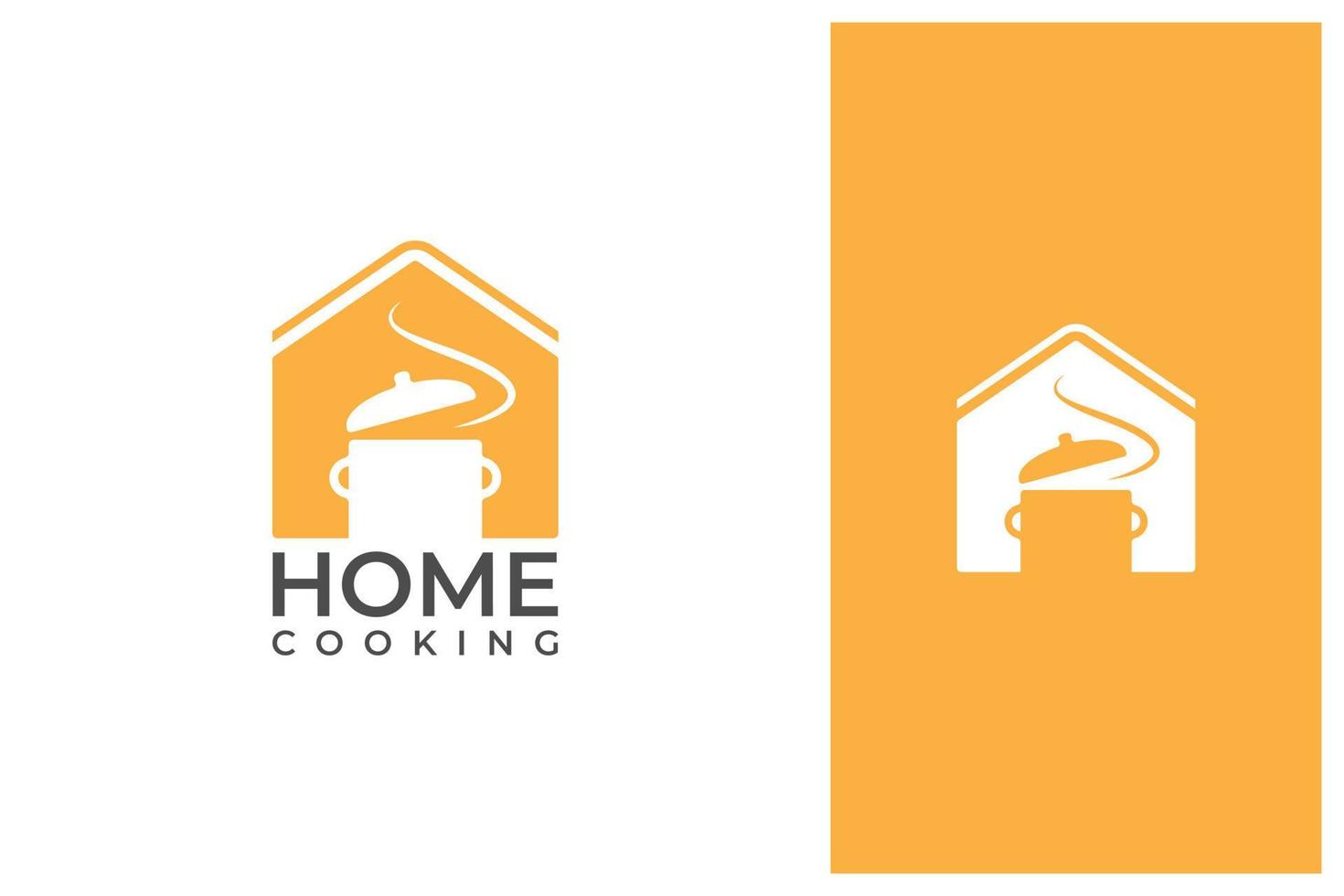 diseño de logotipo de cocina casera con casa y olla vector