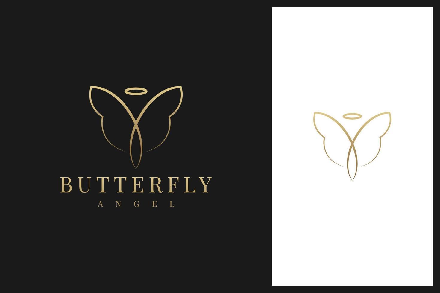 luxury elegant gold, golden butterfly outline, line art logo design vector