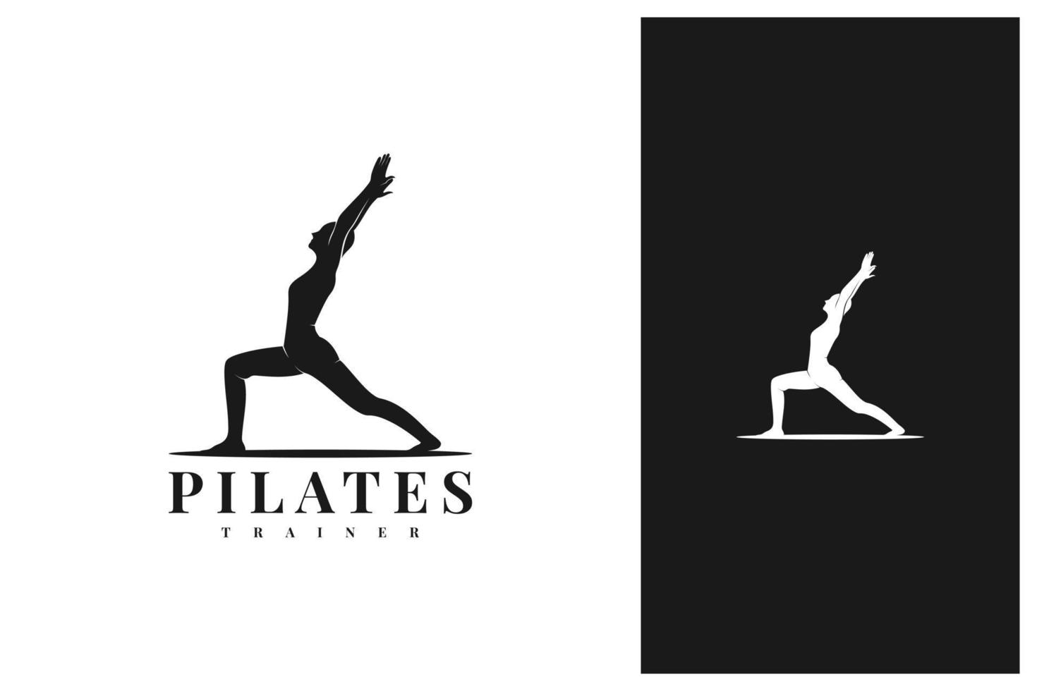 entrenador pilates mujer silueta ilustración. diseño de logotipo vectorial vector