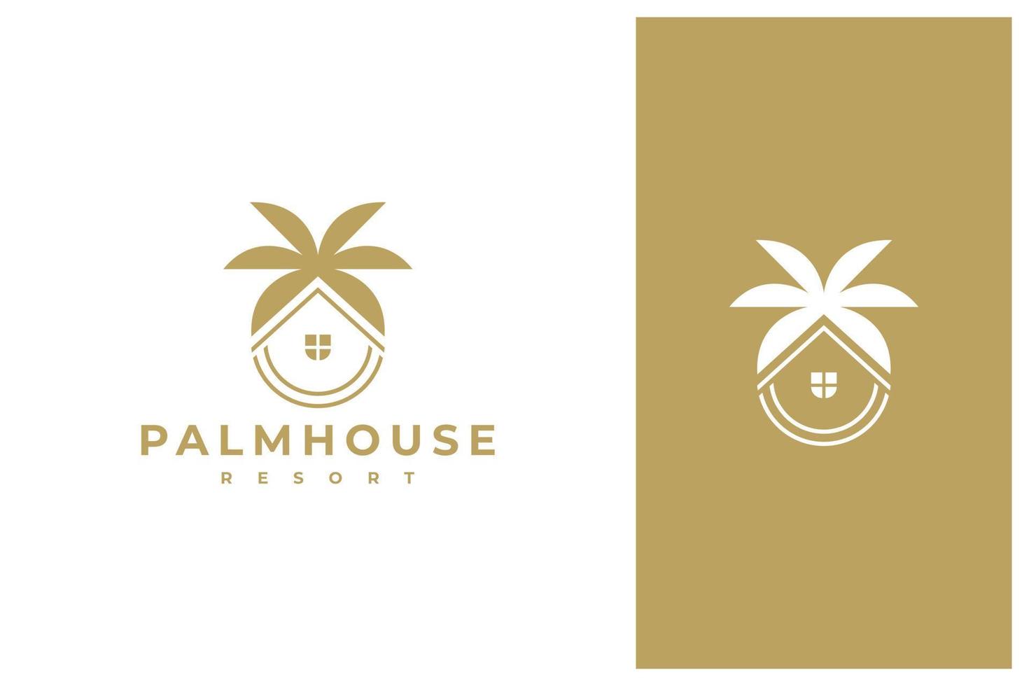 diseño de logotipo creativo de la casa de palmeras vector