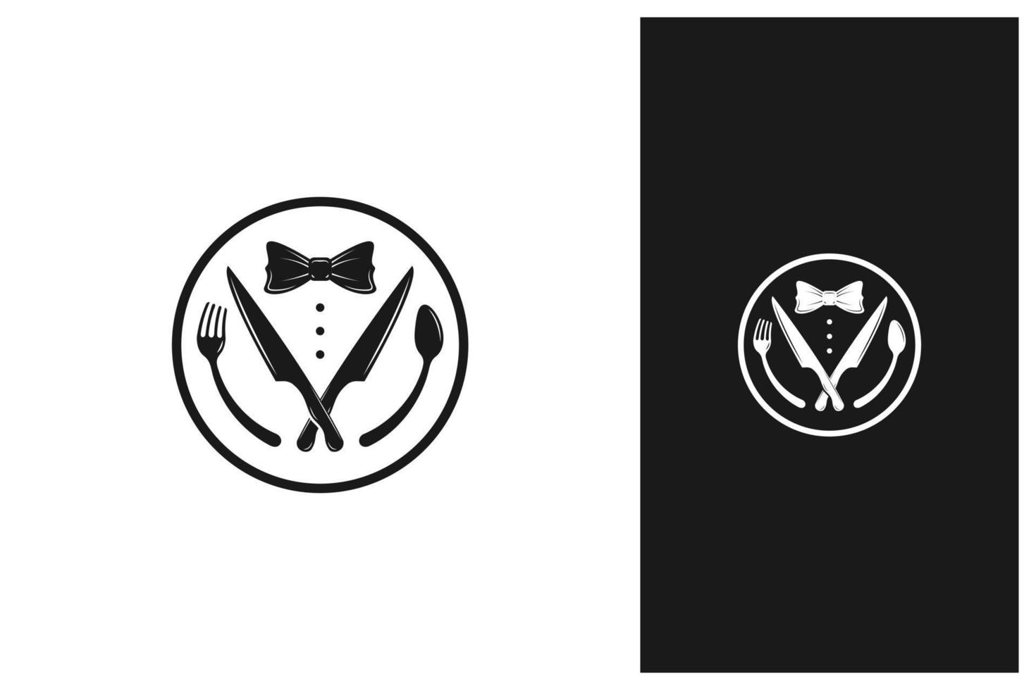 pajarita, esmoquin, logotipo del restaurante utensilio vector