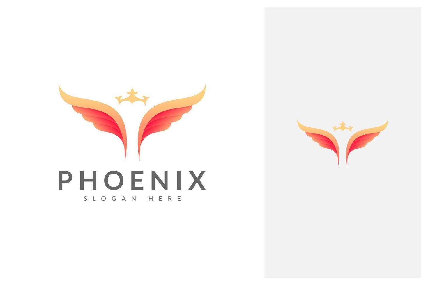 gradient wing and crown logo design vector