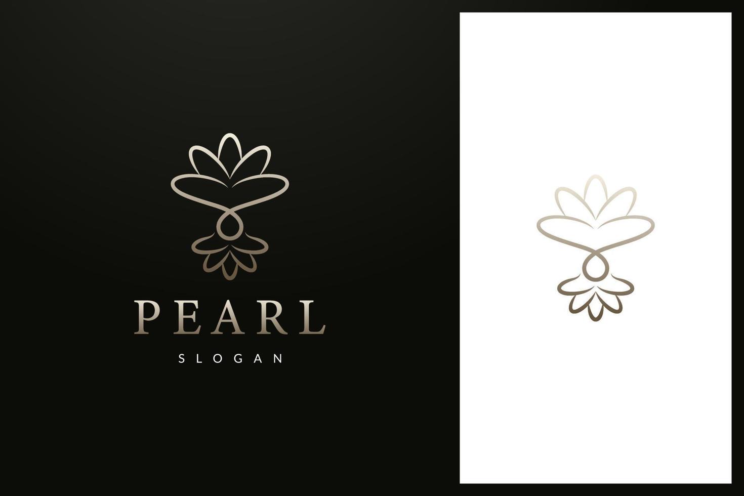 pearl shell and crown, jewelry logo design vector