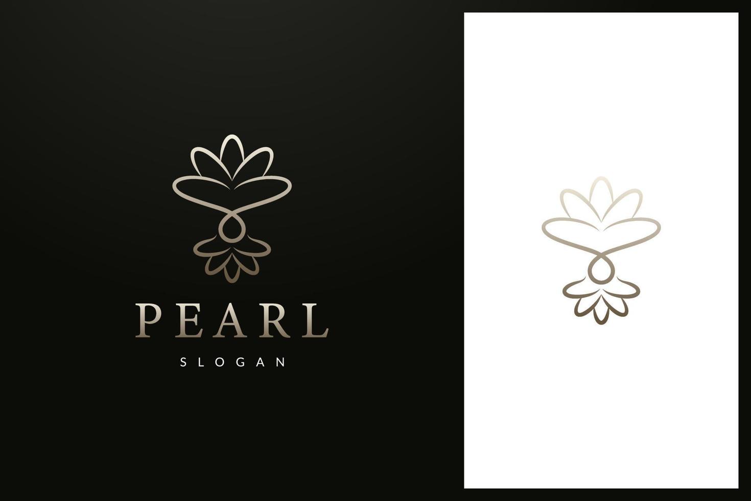 concha de perla y corona, diseño de logotipo de joyería vector