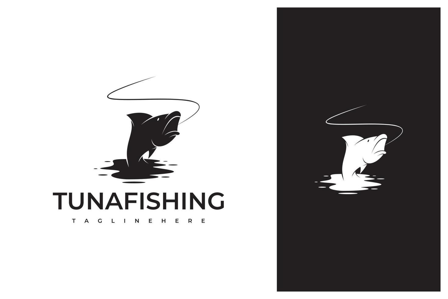 tuna fishing silhouette logo design vector