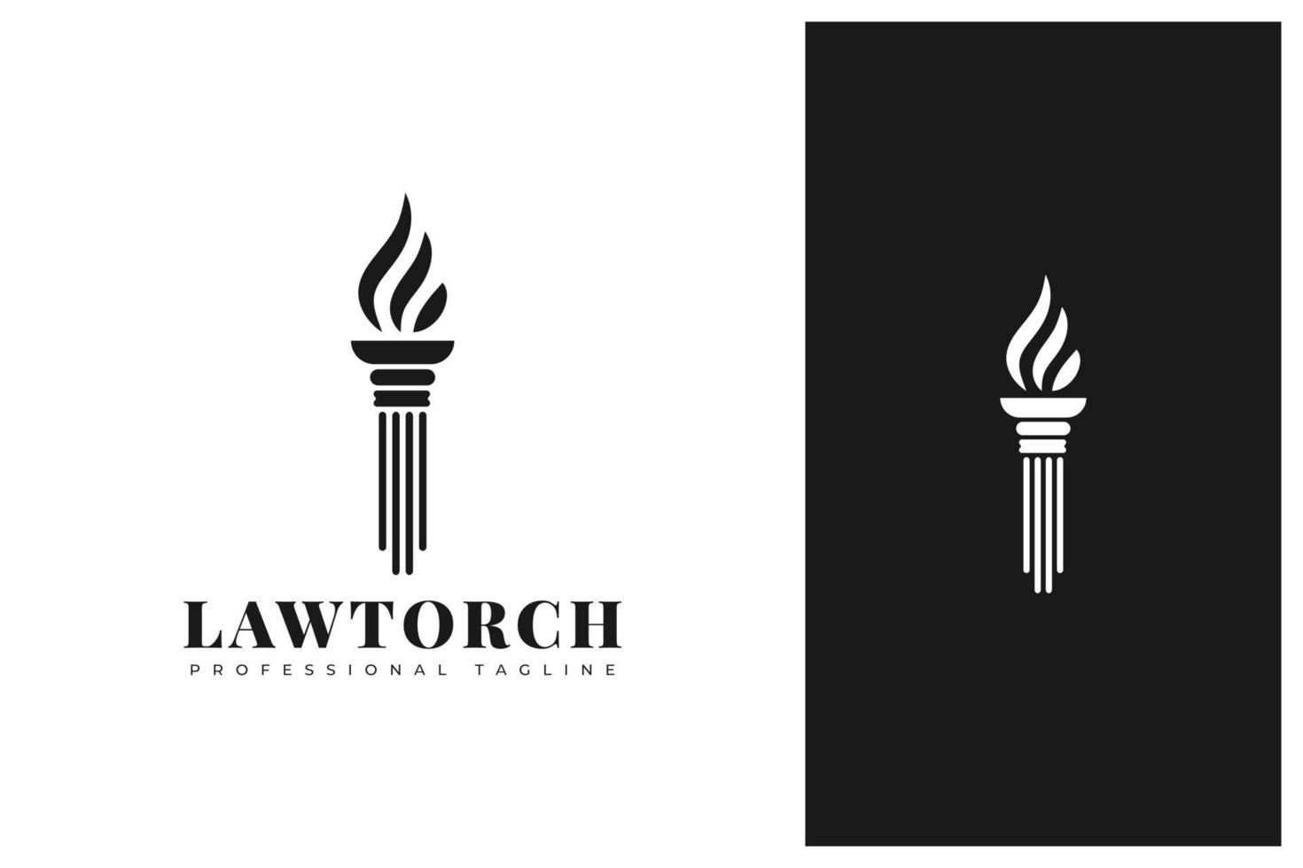 law torch logo design, pillar and torch vector