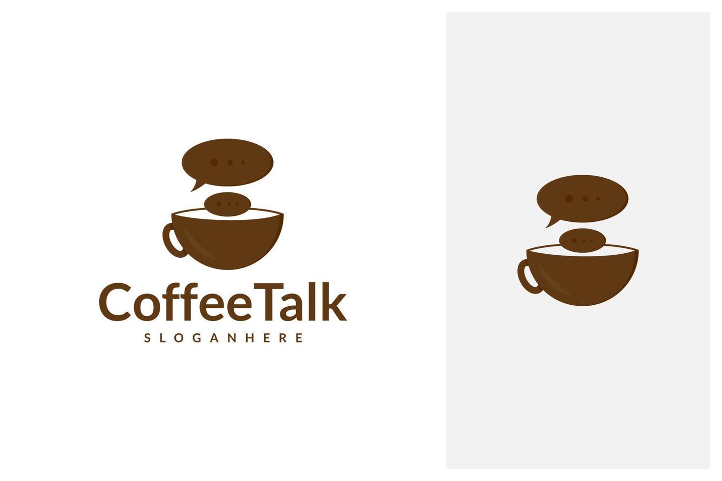 Coffee talk logo design vector. Coffee Cup and Chat Speech Bubble Icon vector
