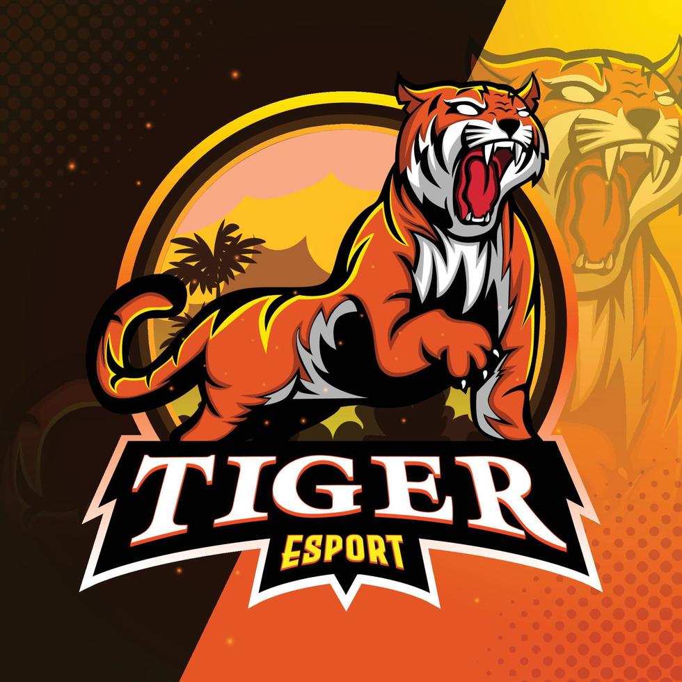 plantilla de logotipo, emblema o logotipo vectorial abstracto del equipo tigre vector