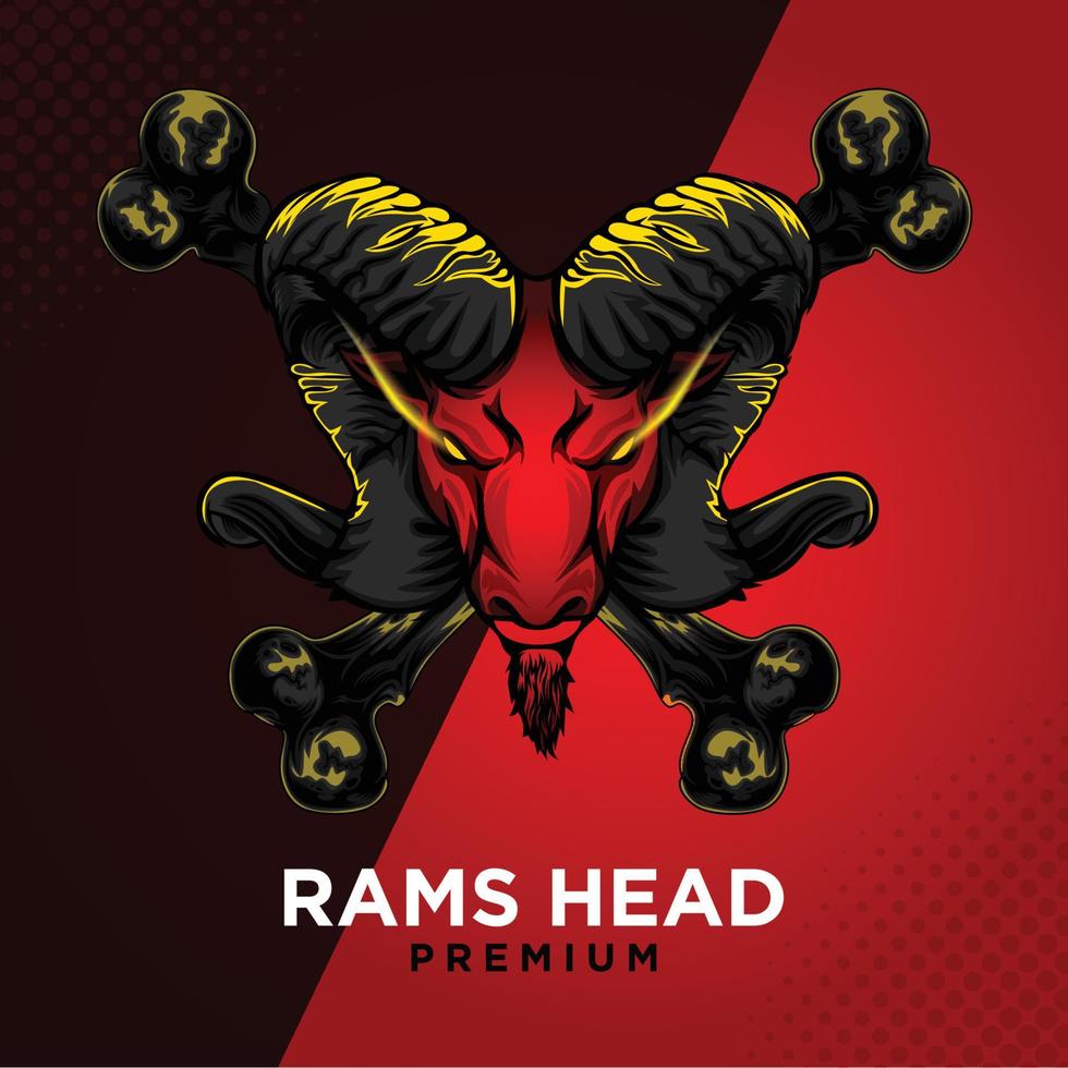 Colorful vintage scary cruel ram head vector