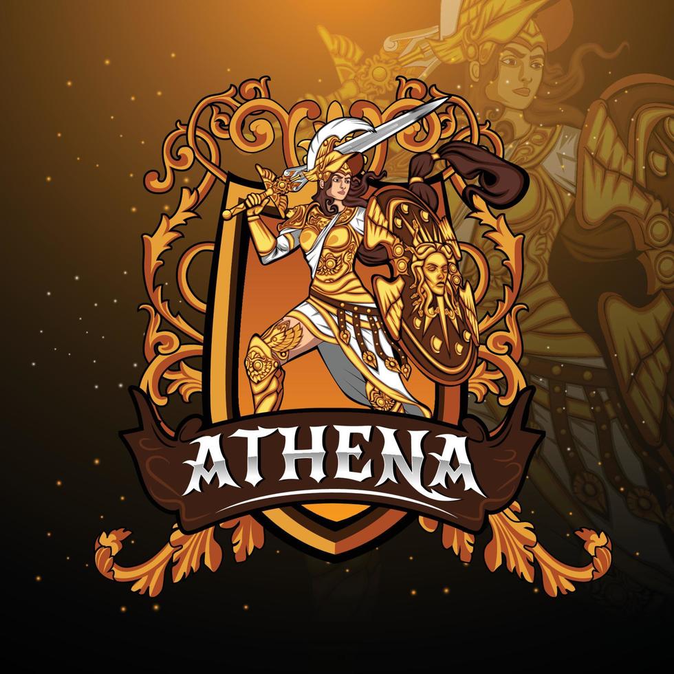 athena diosa esport mascota logo diseño, ilustración vector