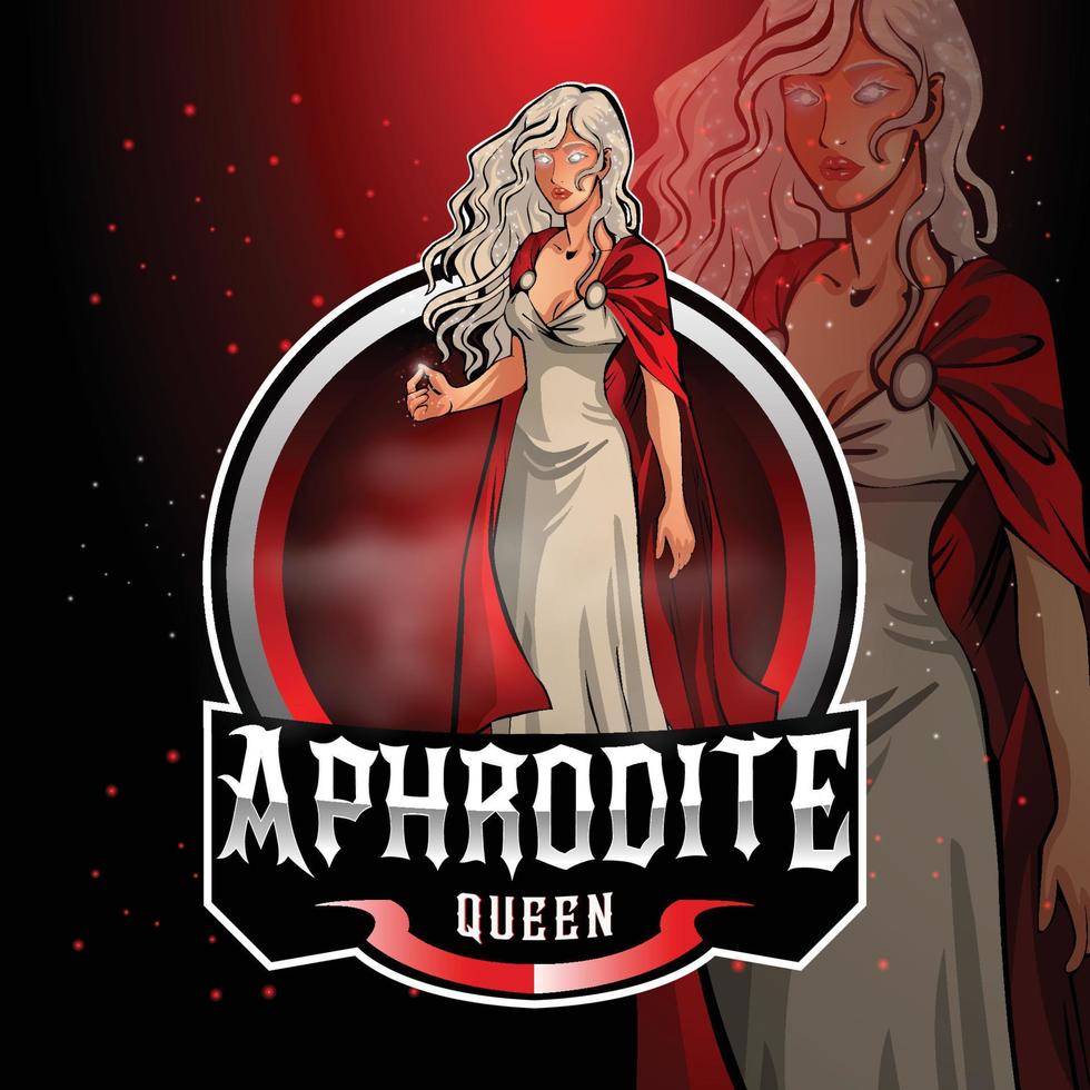 Aphrodite goddess Esport mascot logo design, Illustration vector