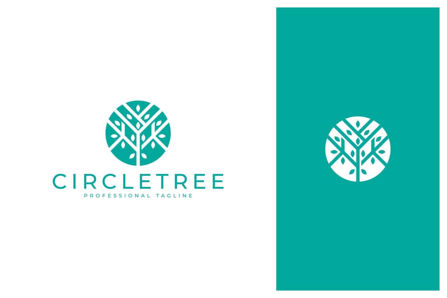 diseño de logotipo de árbol de círculo botánico con color verde vector