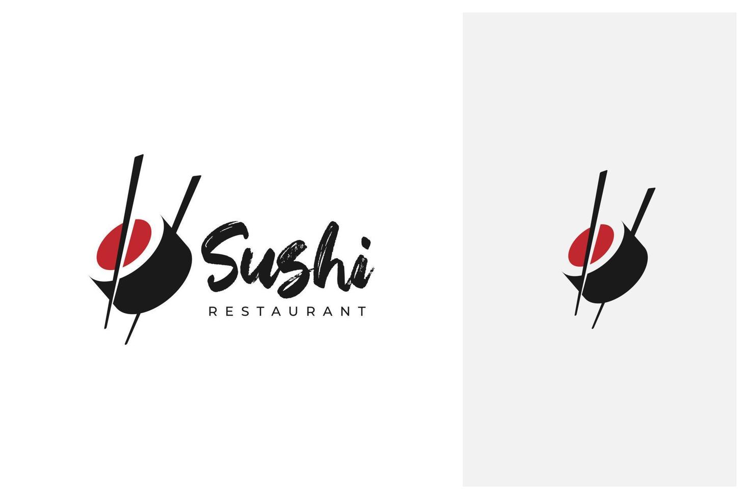 chopstick holding sushi logo design vector