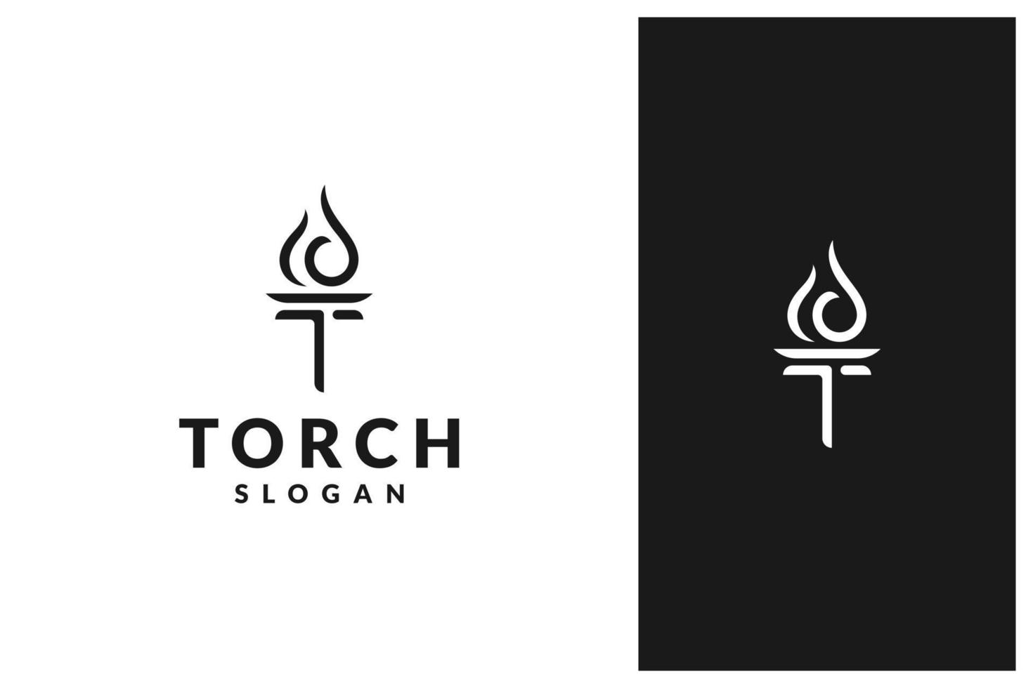 simple minimal torch logo in line art style vector