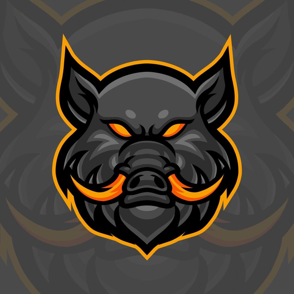 Crazy Pig, Wild Boar E-Sport Mascot Logo Design, Mascot, and Emblem Template Isolated Vector. Illustration Logo. Suitable for Game, Streamer, and E-Sport Team. vector