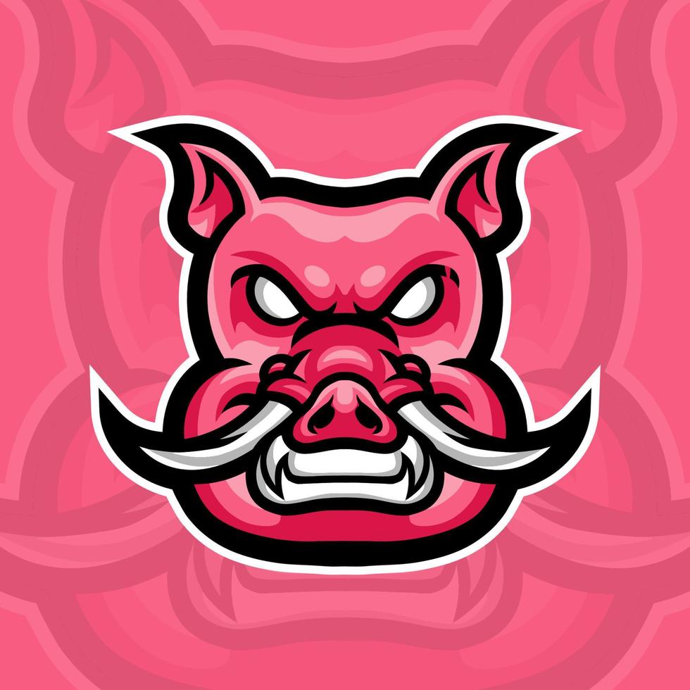 diseño de logotipo de mascota de cerdo loco, jabalí e-sport, mascota y vector aislado de plantilla de emblema. logotipo de ilustración. adecuado para juegos, streamers y equipos de deportes electrónicos.