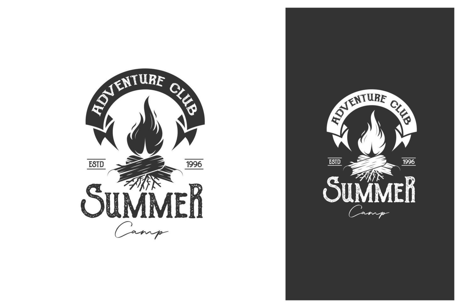 vintage retro emblem badge campfire bonfire logo design vector