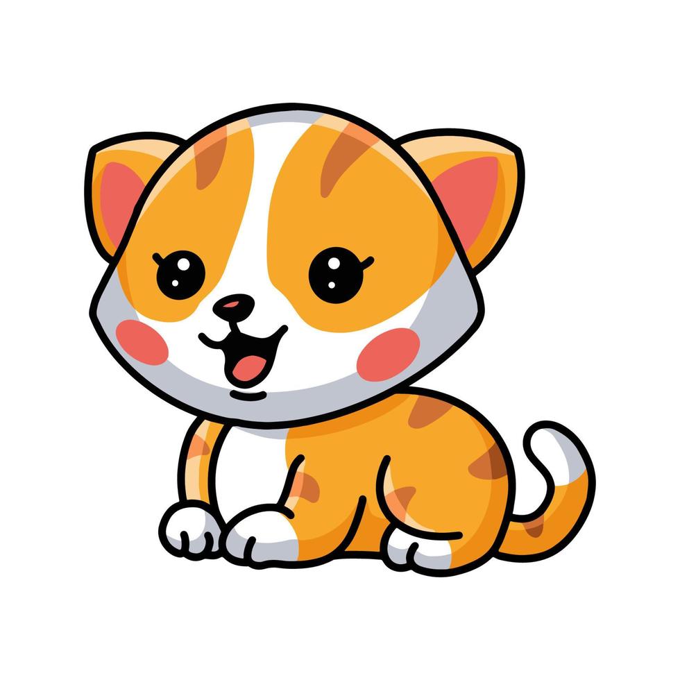 Cute little orange cat cartoon sitting vector
