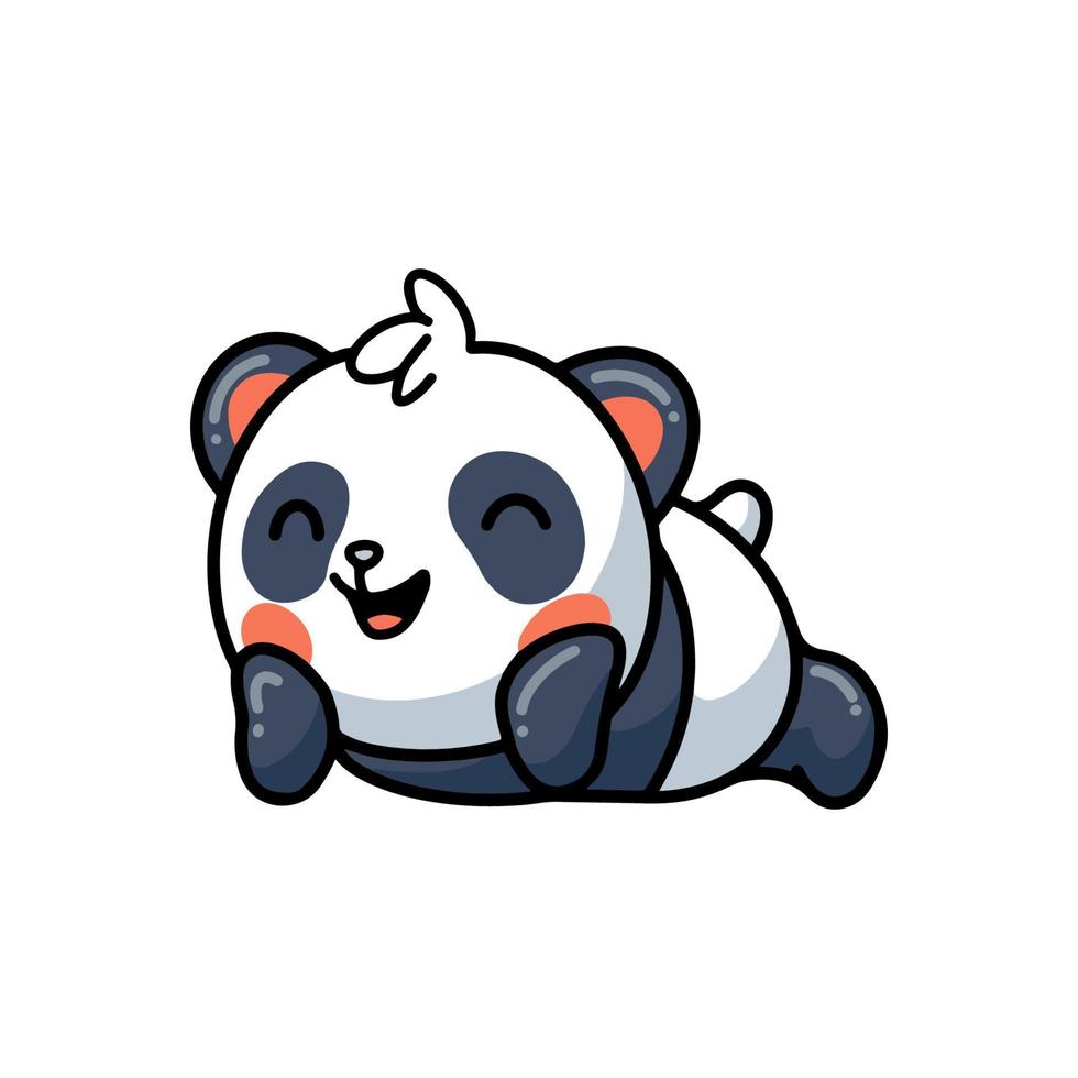 lindo panda acostado dibujos animados vector