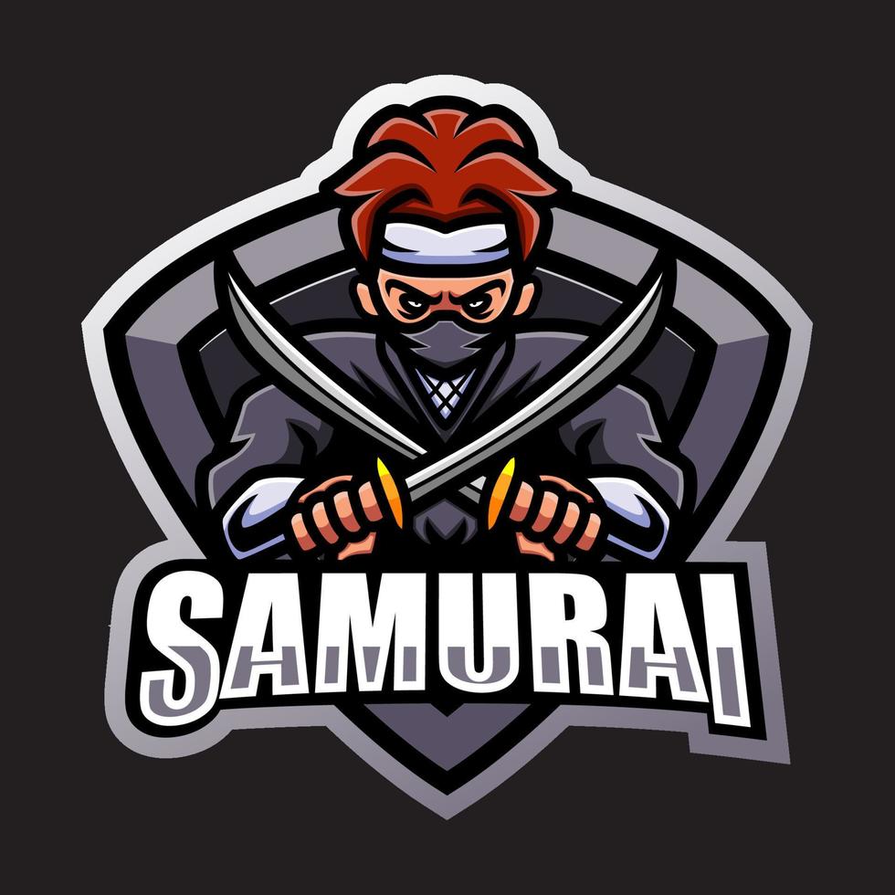 diseño de mascota samurái vector