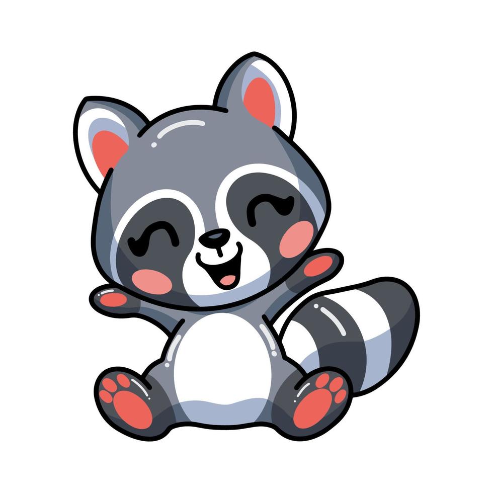 Cute happy baby raccoon cartoon vector