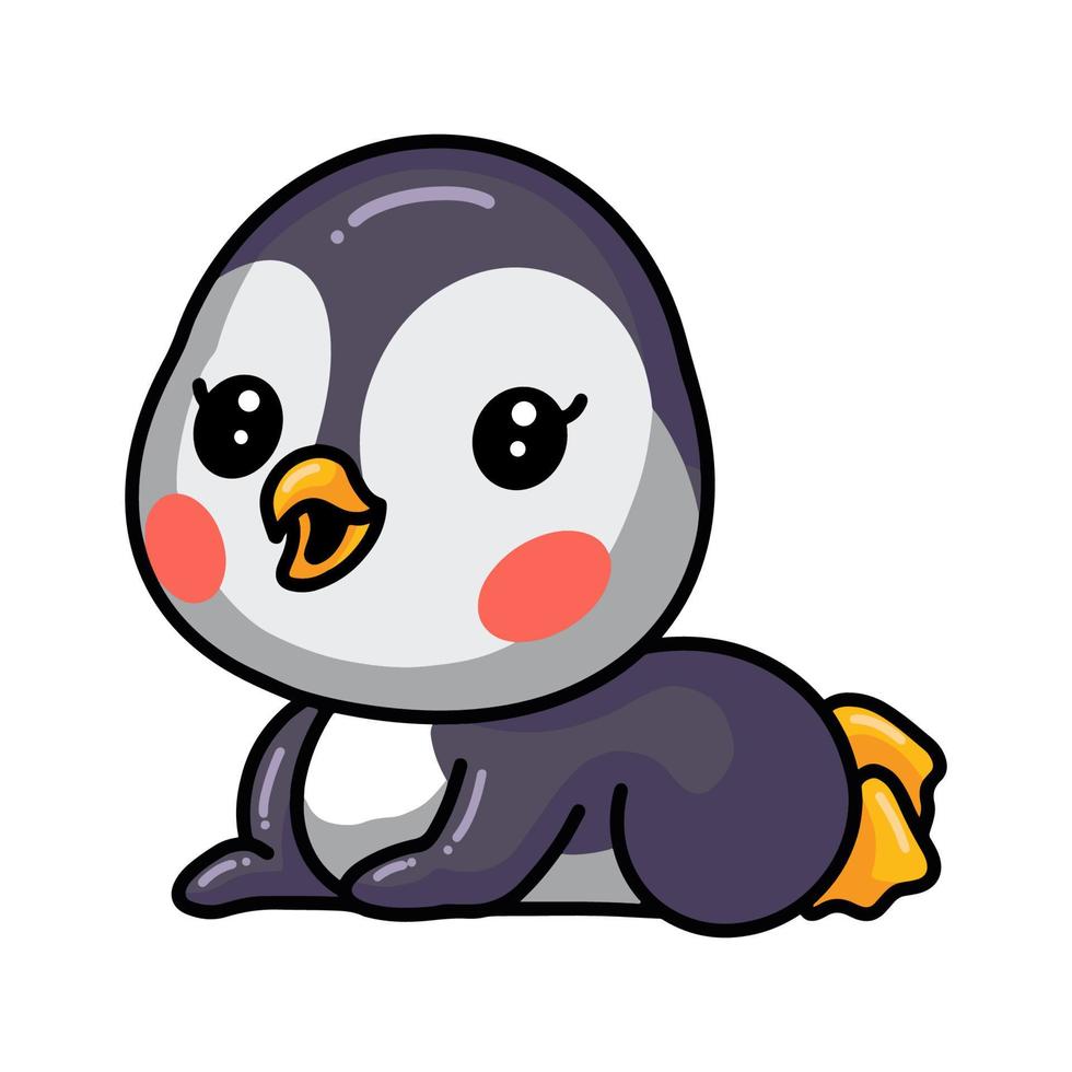 Cute little baby penguin cartoon lay down vector