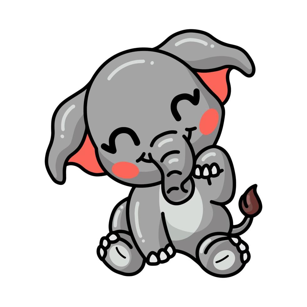 Cute baby elephant cartoon sitting vector